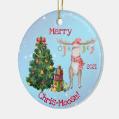 Merry Chris-Moose en Polar Beer Kerstmis Keramisch Ornament (Links)