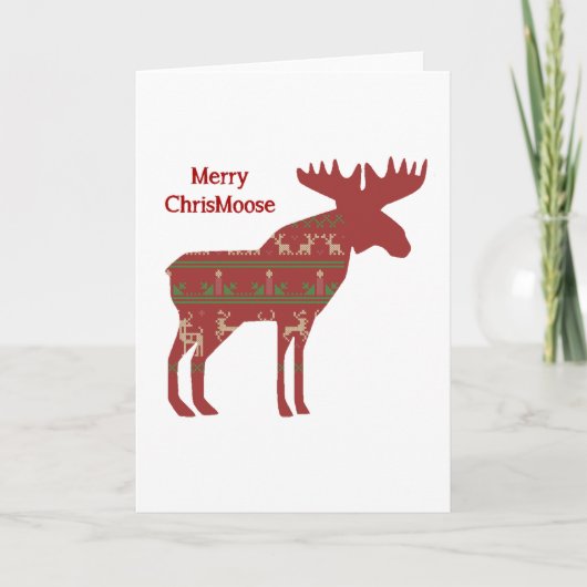 Merry Chris Moose Funny Kerstmis Moose Animal Art Feestdagen Kaart (Voorkant)
