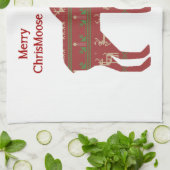Merry Chris Moose Funny Kerstmis Moose Animal Art Theedoek (Gevouwen)