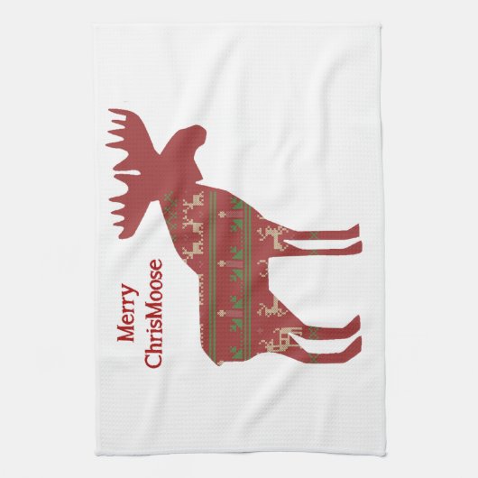 Merry Chris Moose Funny Kerstmis Moose Animal Art Theedoek (Verticaal)