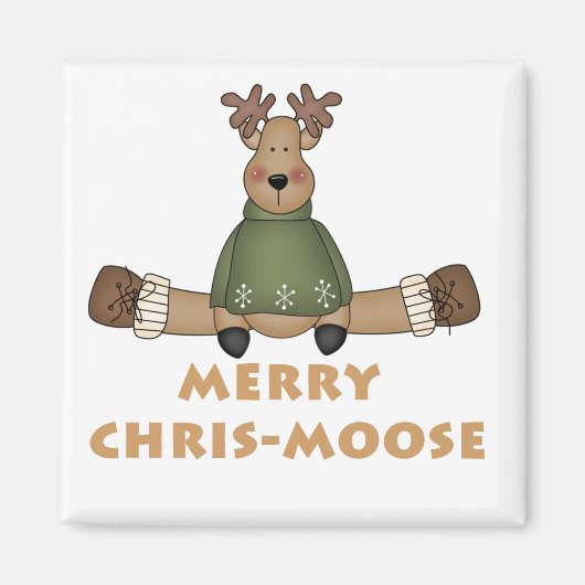 Merry Chris-Moose T-shirts en cadeautjes Magneet (Voorkant)