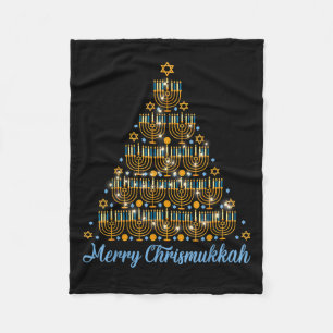 Merry Chrismukkah 2022 Happy Hanukkah Kerstmis Tr Fleece Deken