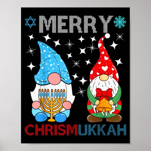 Merry Chrismukkah Funny Gnomes Christmas And Hanuk Poster (Voorkant)