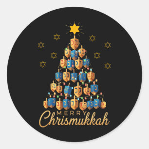Merry Chrismukkah Happy Chanukkah Dreidel Christma Ronde Sticker