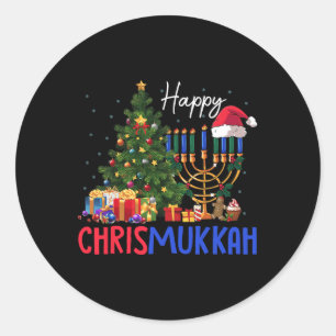 Merry Chrismukkah Happy Christmas Chanoeka 2 Ronde Sticker