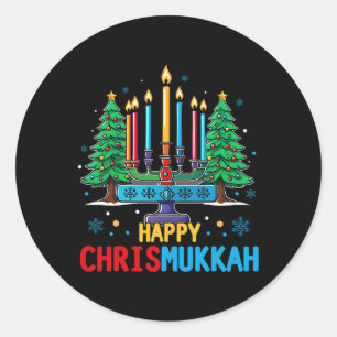 Merry Chrismukkah Happy Christmas Chanoeka 3 Ronde Sticker