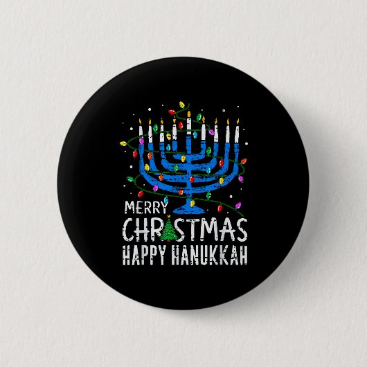 Merry Chrismukkah Happy Christmas Hanukkah Chanuka Ronde Button 5,7 Cm (Voorkant)