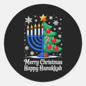 Merry Chrismukkah Happy Christmas Hanukkah Matchin Ronde Sticker (Voorkant)