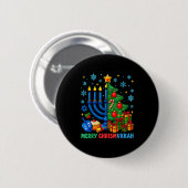 Merry Chrismukkah Happy Christmas Hanukkah Pajama Ronde Button 5,7 Cm (Voorkant /achterkant)
