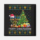 Merry Chrismukkah Happy Hanukkah Ugly Sweater Fami Magneet (Voorkant)