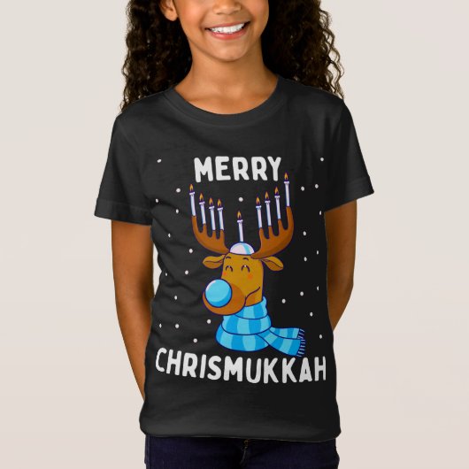 Merry Chrismukkah Jewish Kerstkerst Hanukkah Reind T-shirt (Voorkant)