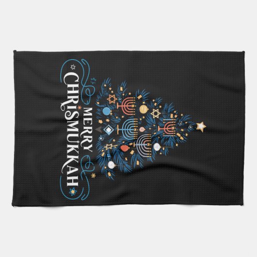 Merry Chrismukkah Joodse feestdag Chanoeka Theedoek (Horizontaal)