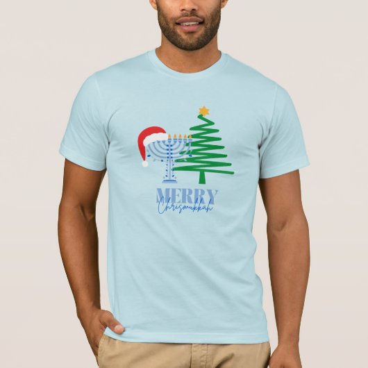 Merry Chrismukkah Light Blue T-Shirt (Voorkant)