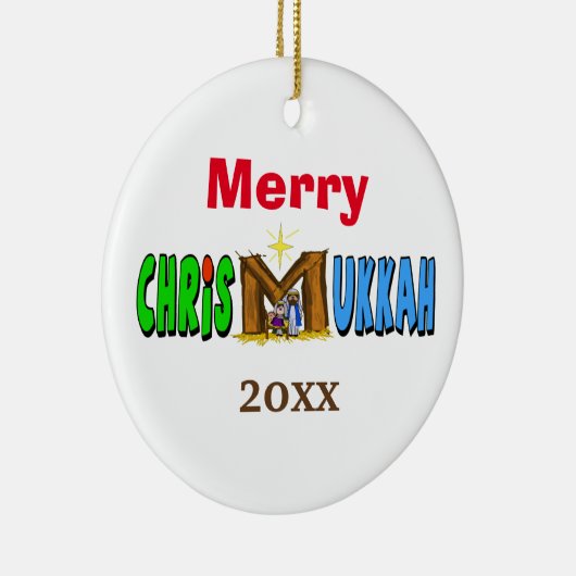 Merry Chrismukkah Manger Ornament past het aan! (Rechts)