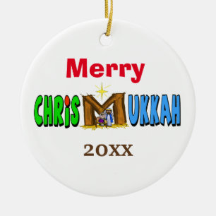 Merry Chrismukkah Manger Ornament past het aan!