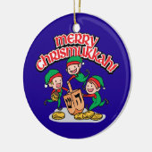 Merry Chrismukkah met Elves en Dreidels Keramisch Ornament (Links)