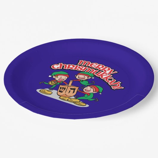 Merry Chrismukkah met Elves en Dreidels Papieren Bordje (Gekanteld)
