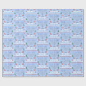 Merry Chrismukkah Pixel Rendier en Menorah Cadeaupapier (Vlak)