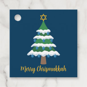 Merry Chrismukkah Schattige Hanukkah Tree Party Bedankjes Labels