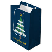 Merry Chrismukkah Schattige Hanukkah Tree Party Medium Cadeauzakje (Voorkant Gekanteld)