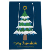 Merry Chrismukkah Schattige Hanukkah Tree Party Medium Cadeauzakje (Achterkant)