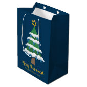 Merry Chrismukkah Schattige Hanukkah Tree Party Medium Cadeauzakje (Achterkant Gekanteld)
