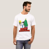 Merry Chrismukkah Snowman Menorah en Custom Name T-shirt (Voorkant volledig)