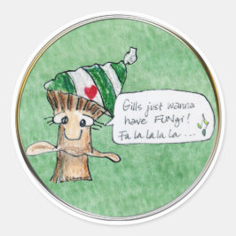 Merry ChrisMUSH Cartoon Mushroom Ronde Sticker