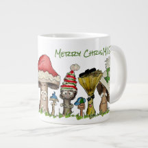 Merry ChrisMUSH Christmas Mushrooms Cartoon