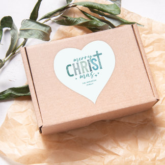 Merry Christ mas Christelijk Boho Familienaam Hart Sticker