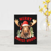 Merry Christ Moose Funny Christmas Moose  Kaart (Gele Bloem)