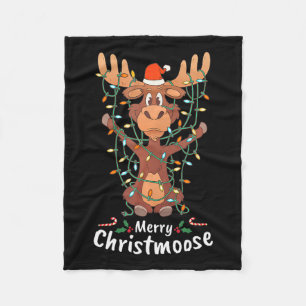 Merry Christeland kerstmis Moose Xmas Tree Lights Fleece Deken