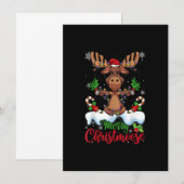 Merry Christeland kerstmis Moose Xmas Tree Lights Kaart (Voorkant / Achterkant)