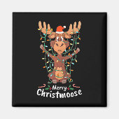 Merry Christeland kerstmis Moose Xmas Tree Lights Magneet (Voorkant)