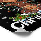 Merry Christeland kerstmis Moose Xmas Tree Lights Poster (Hoek)