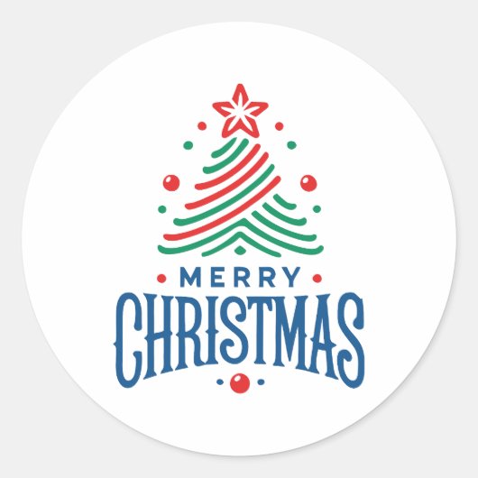 Merry Christmas 1 Ronde Sticker (Voorkant)