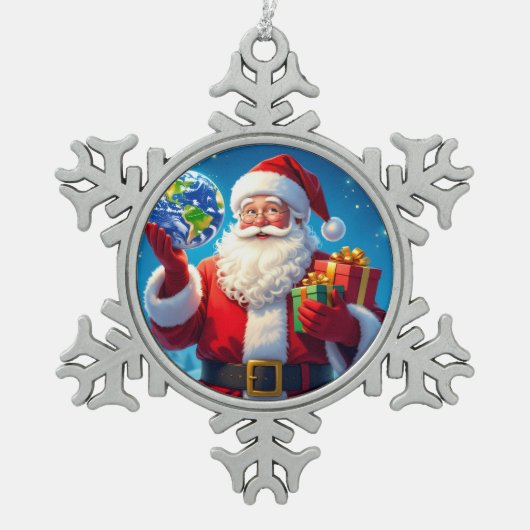 „Merry Christmas“1 Tin Sneeuwvlok Ornament (Voorkant)