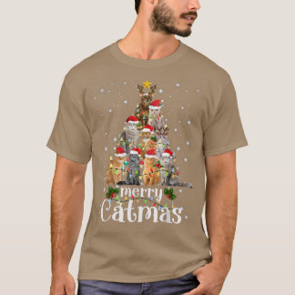 Merry Christmas 2022 Funny Cats With Santa Hat Mer T-shirt