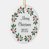 Merry Christmas 2024 Krans Holly Berries Ornament (Rechts)