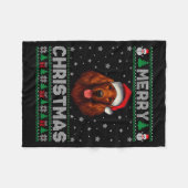 Merry Christmas 2025 Irish Setter Santa Hat Ugly X Fleece Deken (Voorkant (Horizontaal))