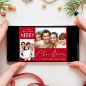 Merry Christmas 2 Fotoscript Rood Feestdagen Kaart