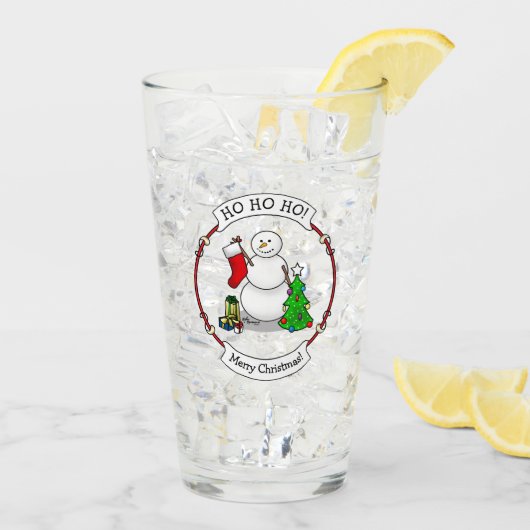 Merry Christmas 2 Tree Stocking Snowman Glas (Achterkant ijs)