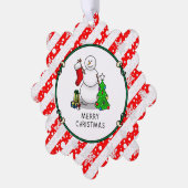 Merry Christmas 2 Tree Stocking Snowman Ornament Kaart (Links)
