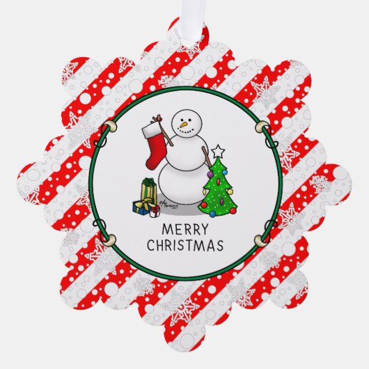 Merry Christmas 2 Tree Stocking Snowman Ornament Kaart (Voorkant)