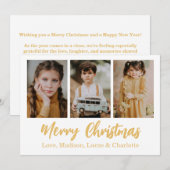 Merry Christmas 3 Photo Collage Gold Kaart (Voorkant / Achterkant)