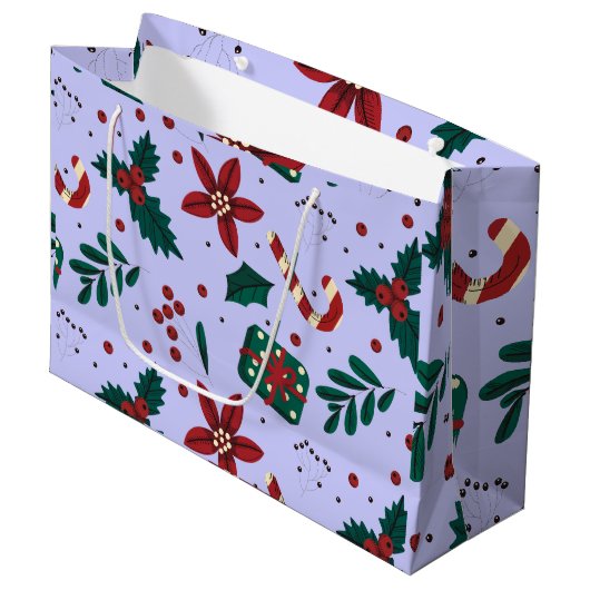 Merry Christmas Abstract Pattern Groot Cadeauzakje (Voorkant Gekanteld)