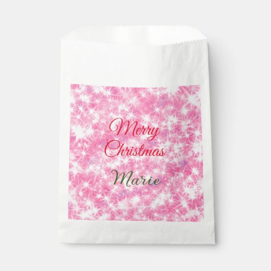 Merry Christmas add naam rode sprankeling glitter  Bedankzakje (Voorkant)