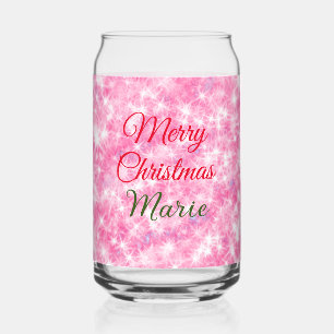 Merry Christmas add naam rode sprankeling glitter  Blikvorm Glas