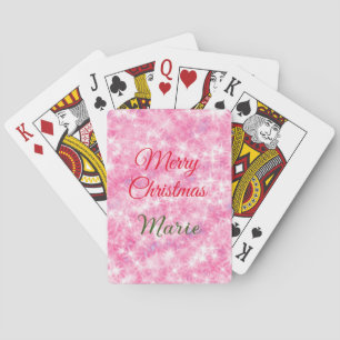 Merry Christmas add naam rode sprankeling glitter  Pokerkaarten