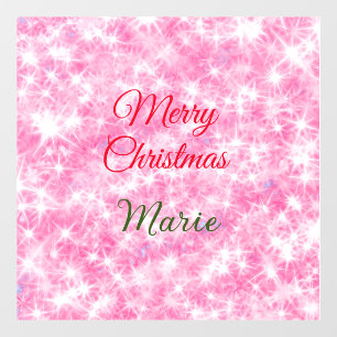 Merry Christmas add naam rode sprankeling glitter  Raamsticker
